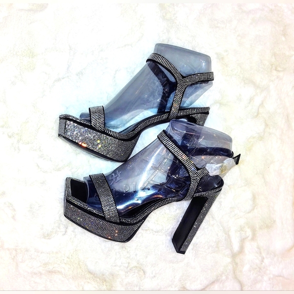 Azalea Wang Chantel Women's Rhinestone Platform Chunky Sandal, Sz 10. MSRP $80. - Picture 9 of 11